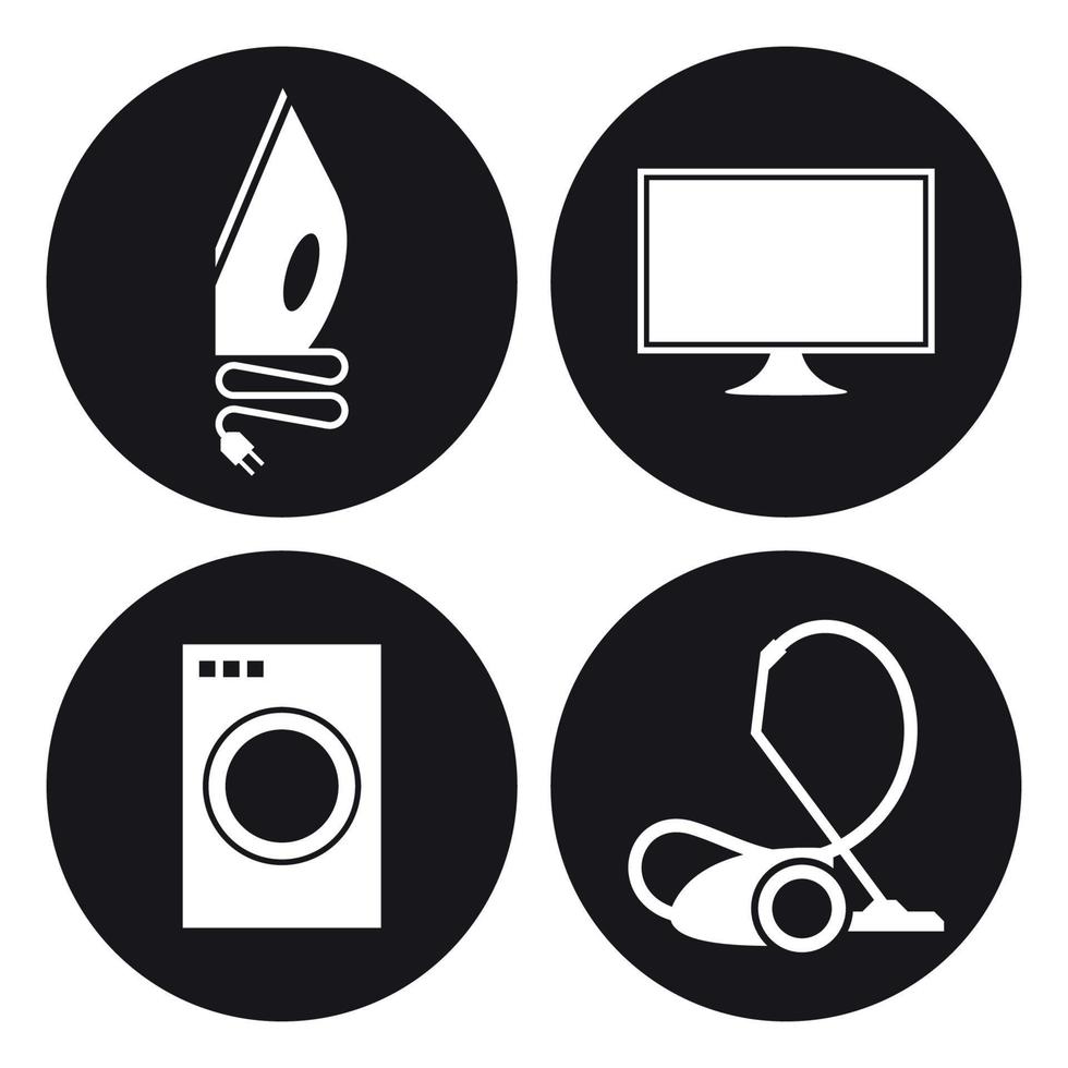ícones de produtos elétricos. branco em um fundo preto vetor