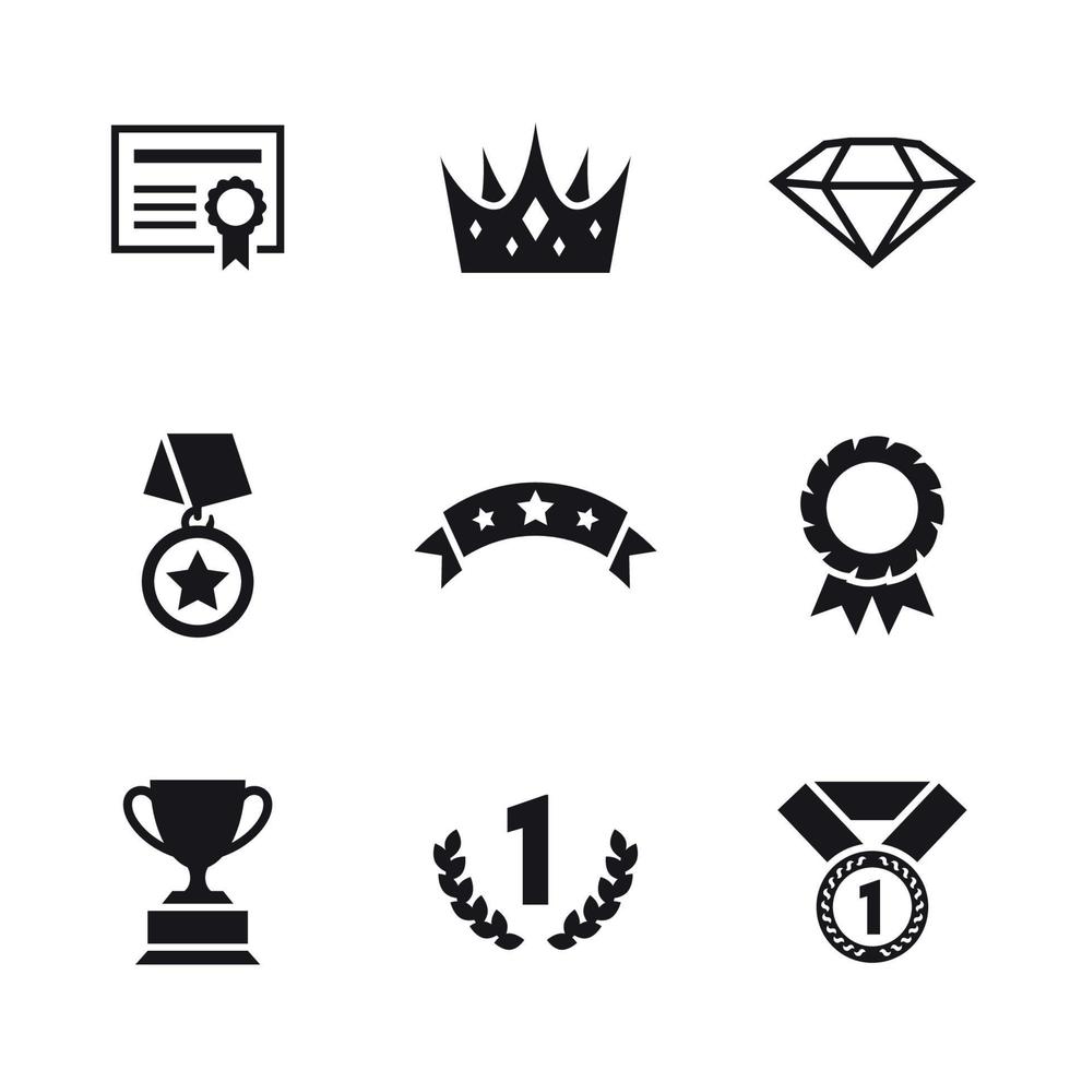 conjunto de ícones de prêmios. fundo preto ou branco vetor