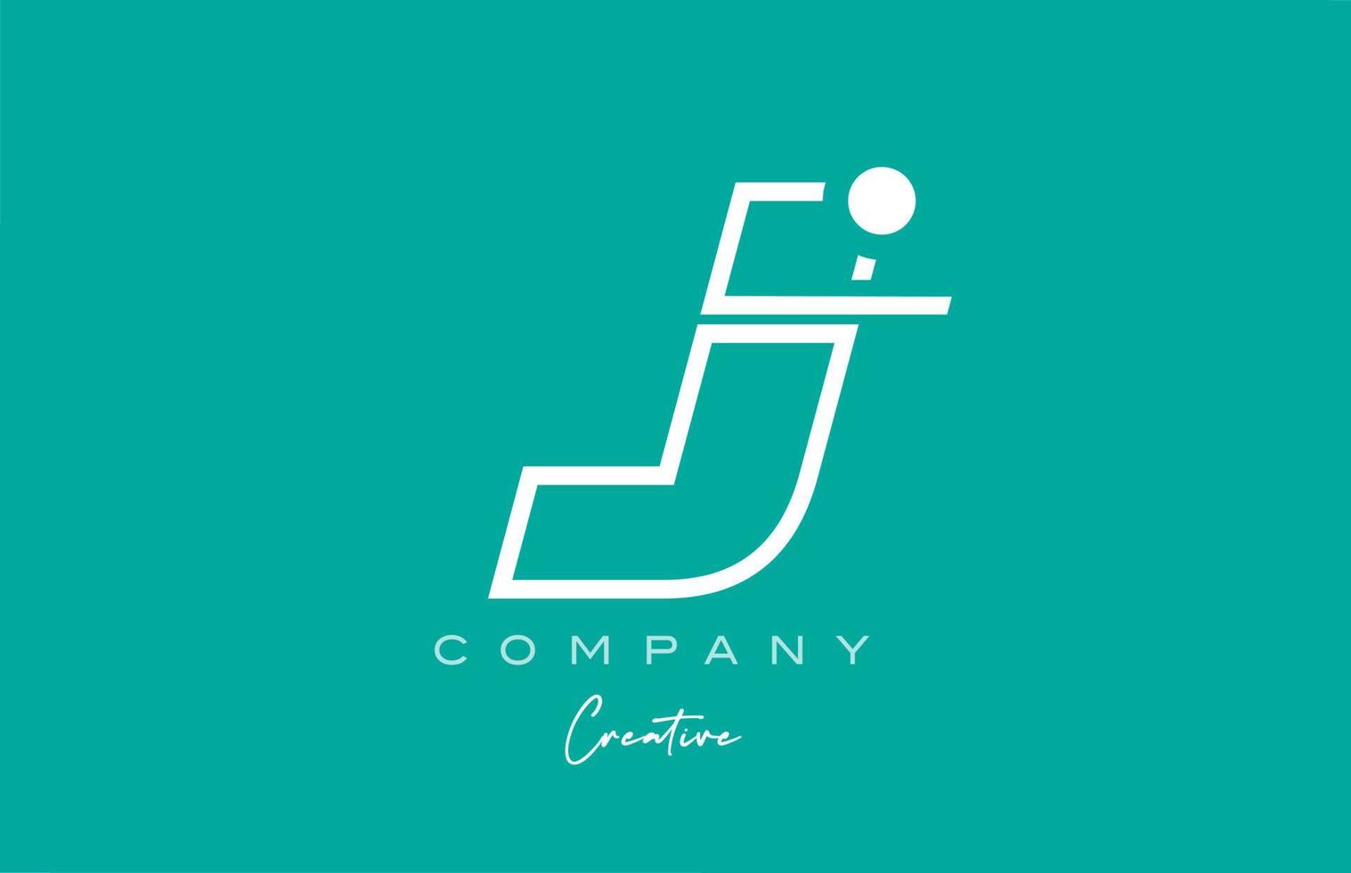 projeto verde do ícone do logotipo da letra do alfabeto j com fundo pastel. modelo criativo para negócios e empresa vetor