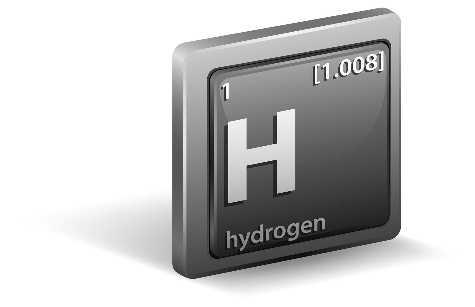 elemento químico de hidrogênio. símbolo químico com número atômico e massa atômica. vetor