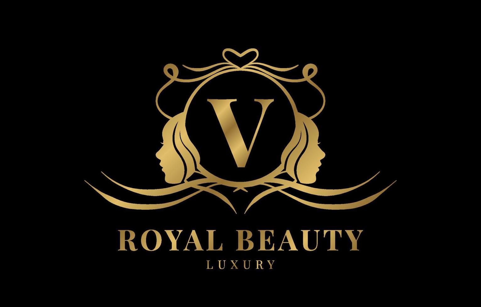 letra v elemento de design do logotipo do brasão de beleza real vetor
