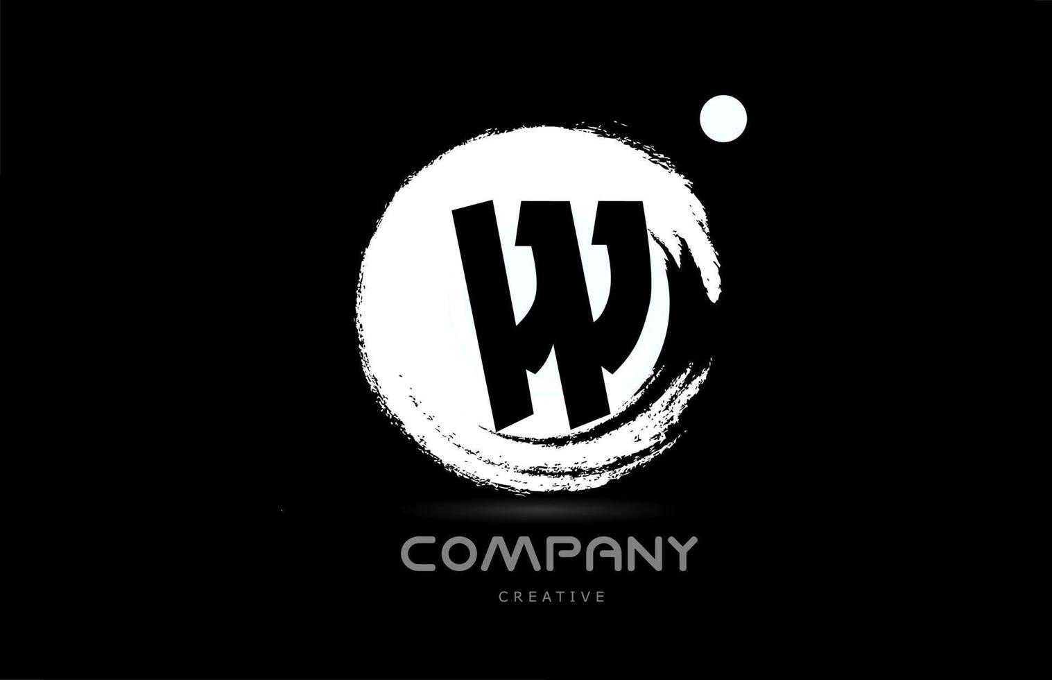 w projeto do ícone do logotipo da letra do alfabeto grunge com letras de estilo japonês em preto e branco. modelo criativo para empresa e negócios vetor