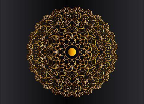 desenho de mandala de arabescos ornamentais dourados, florais e abstratos vetor