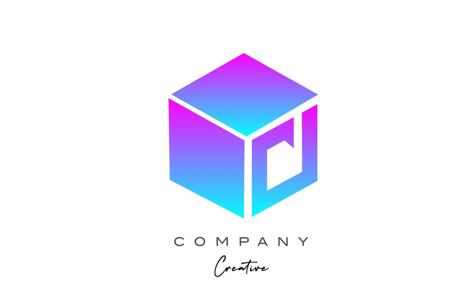 design de ícone do logotipo da letra d do cubo azul rosa. modelo de design criativo para negócios vetor