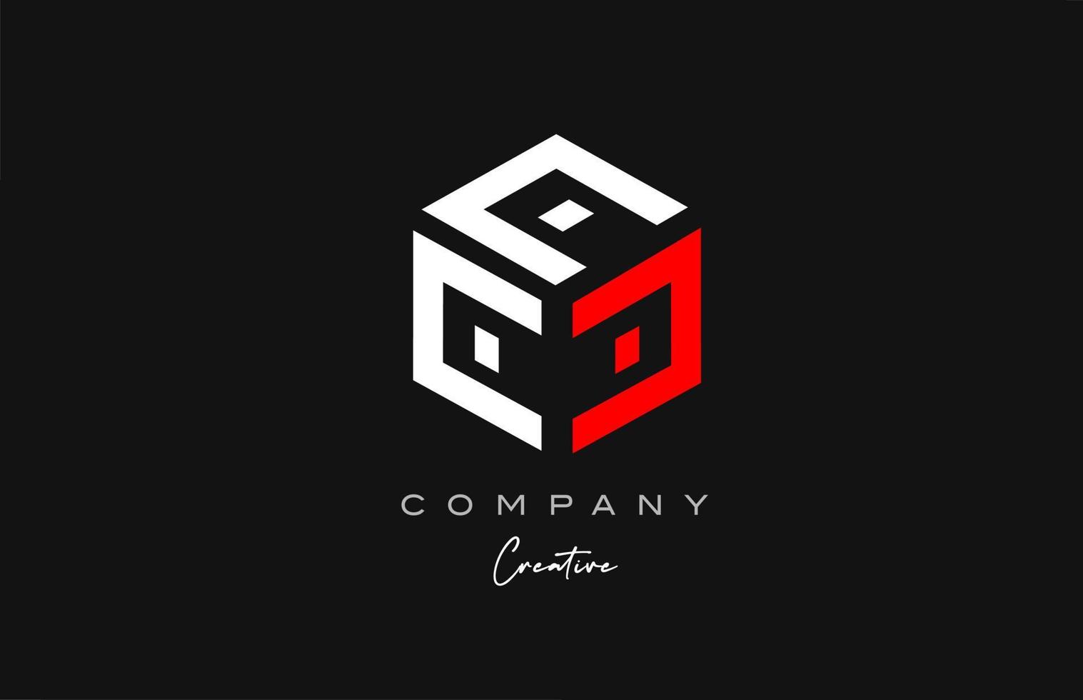 c design de ícone de logotipo de letra de alfabeto de cubo de três letras branco vermelho. modelo criativo para empresa e negócios vetor