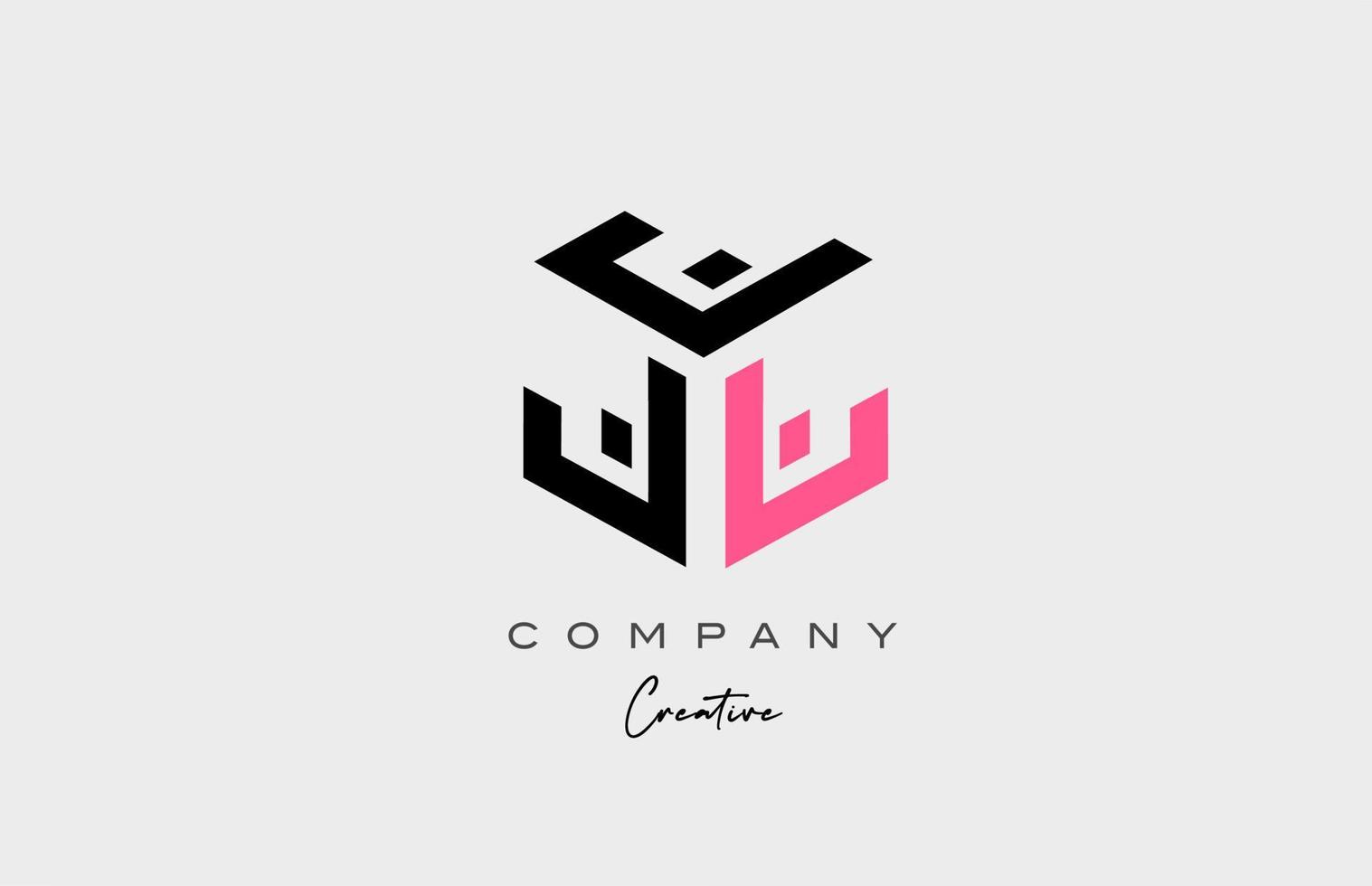 rosa j design de ícone do logotipo da letra do alfabeto de três letras. modelo criativo para negócios e empresa vetor