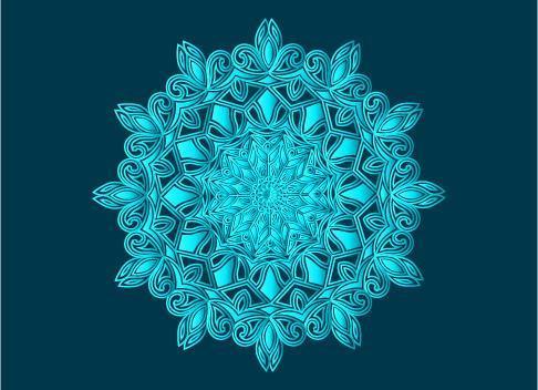 desenho de mandala azul ornamental, floral e abstrato vetor