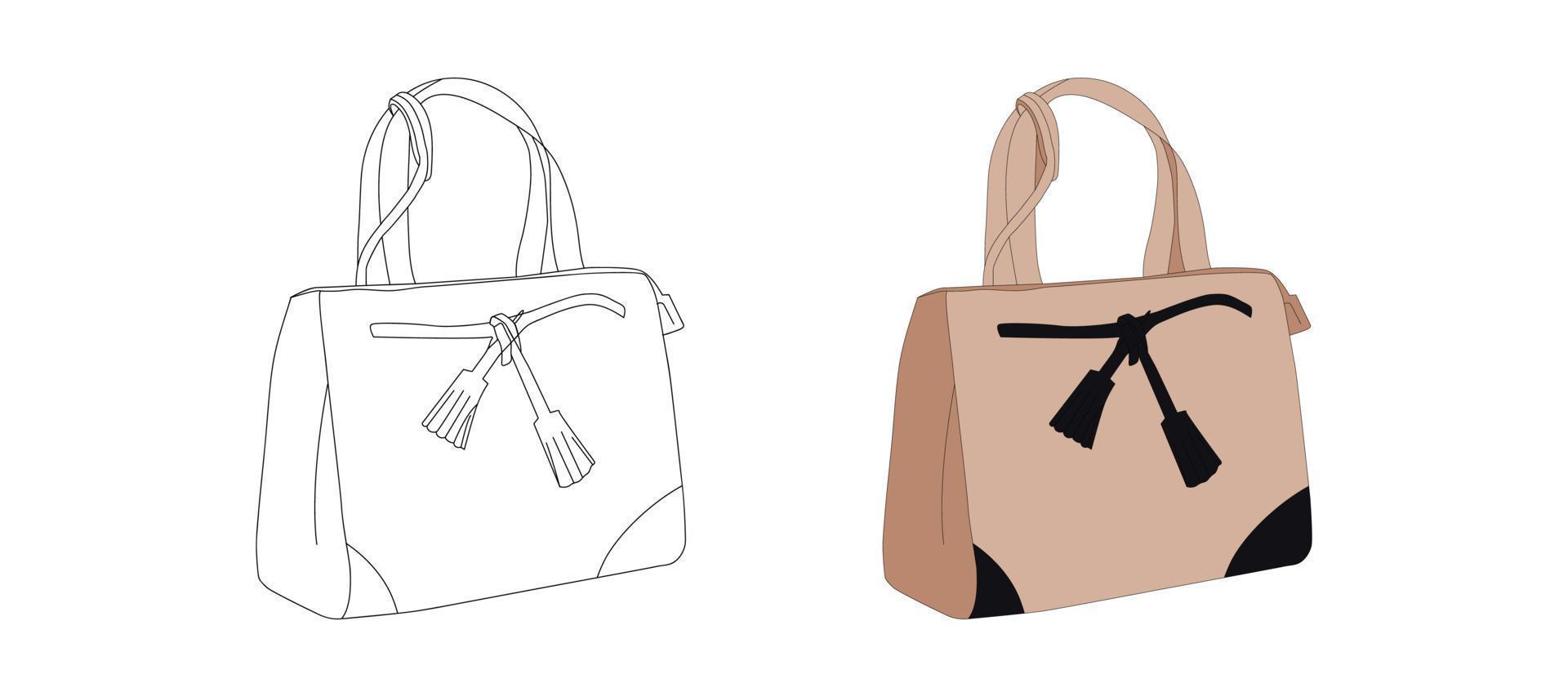 conjunto de bolsas de couro elegantes para mulheres, bolsa feminina, bolsas com zíper com ilustração vetorial vetor