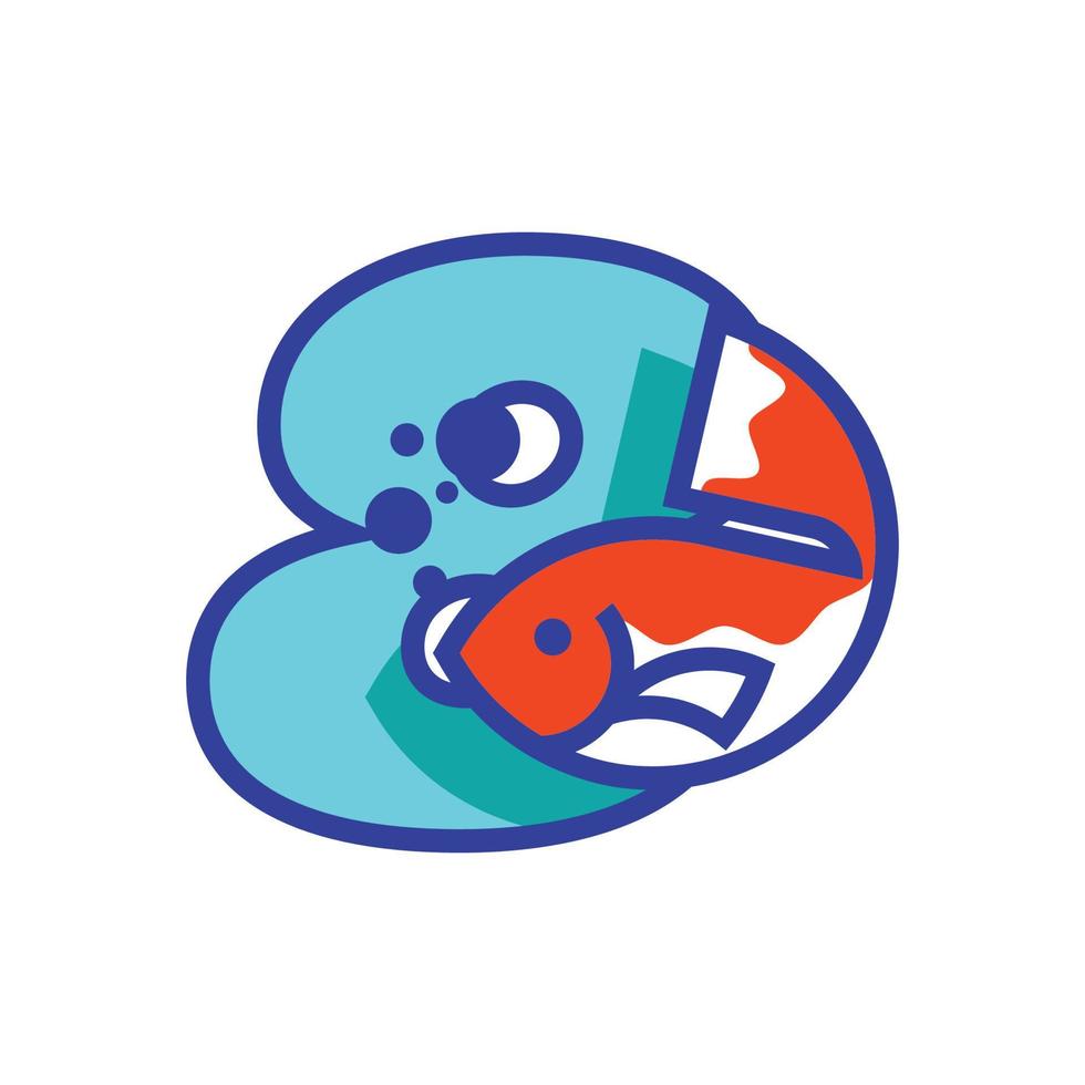 logotipo de peixe numérico 8 vetor