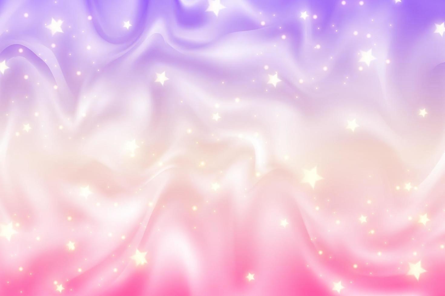 fundo de unicórnio arco-íris. céu de cor gradiente ondulado pastel com glitter. espaço e estrelas fluidos mágicos da galáxia. ilustração abstrata em vetor. vetor