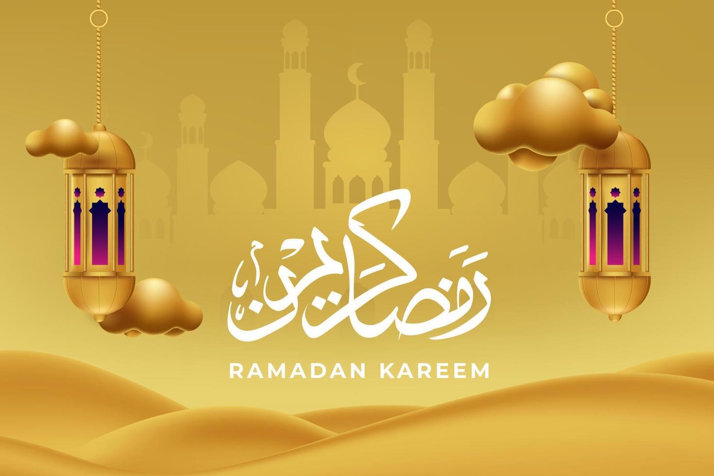 fundo de cartão de ramadan kareem com ilustração vetorial de ornamento islâmico vetor