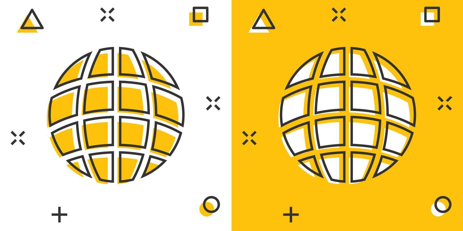 ícone do planeta Terra em estilo cômico. ilustração em vetor globo geográfica dos desenhos animados em fundo branco isolado. conceito de negócio de efeito de respingo de comunicação global.