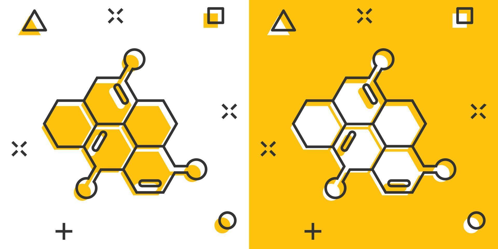 ícone da ciência em estilo cômico. ilustração em vetor dna célula dos desenhos animados no fundo branco isolado. conceito de negócio de efeito de respingo de evolução de molécula.