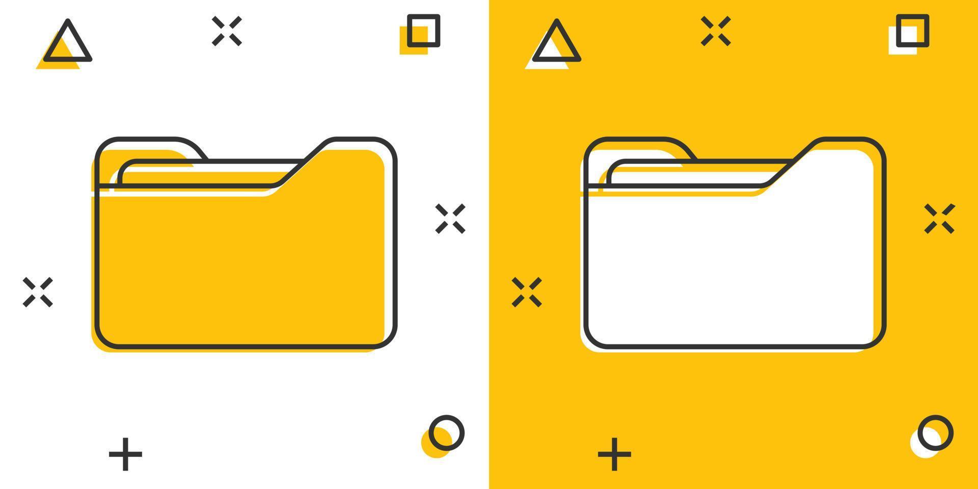 ícone de pasta de arquivo em estilo cômico. arquivos de documentos ilustração vetorial dos desenhos animados no fundo branco isolado. conceito de negócio de efeito de respingo de armazenamento. vetor