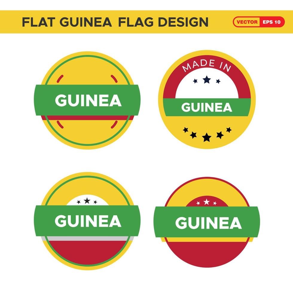 conjunto de design de selo de bandeira da guiné de etiquetas, selos e emblemas. ilustração vetorial vetor