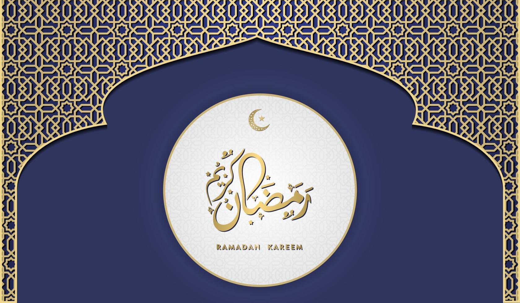 saudação islâmica cartão ramadan kareem fundo quadrado design de cor ouro azul para festa islâmica vetor