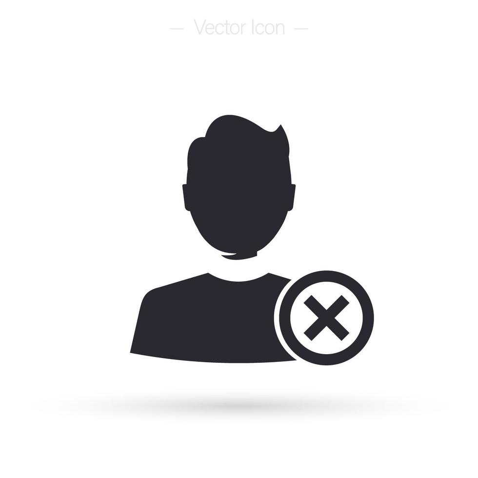 ícone de usuário rejeitado. usuário bloqueado. excluir design de sinal de contato. ilustração vetorial isolada vetor