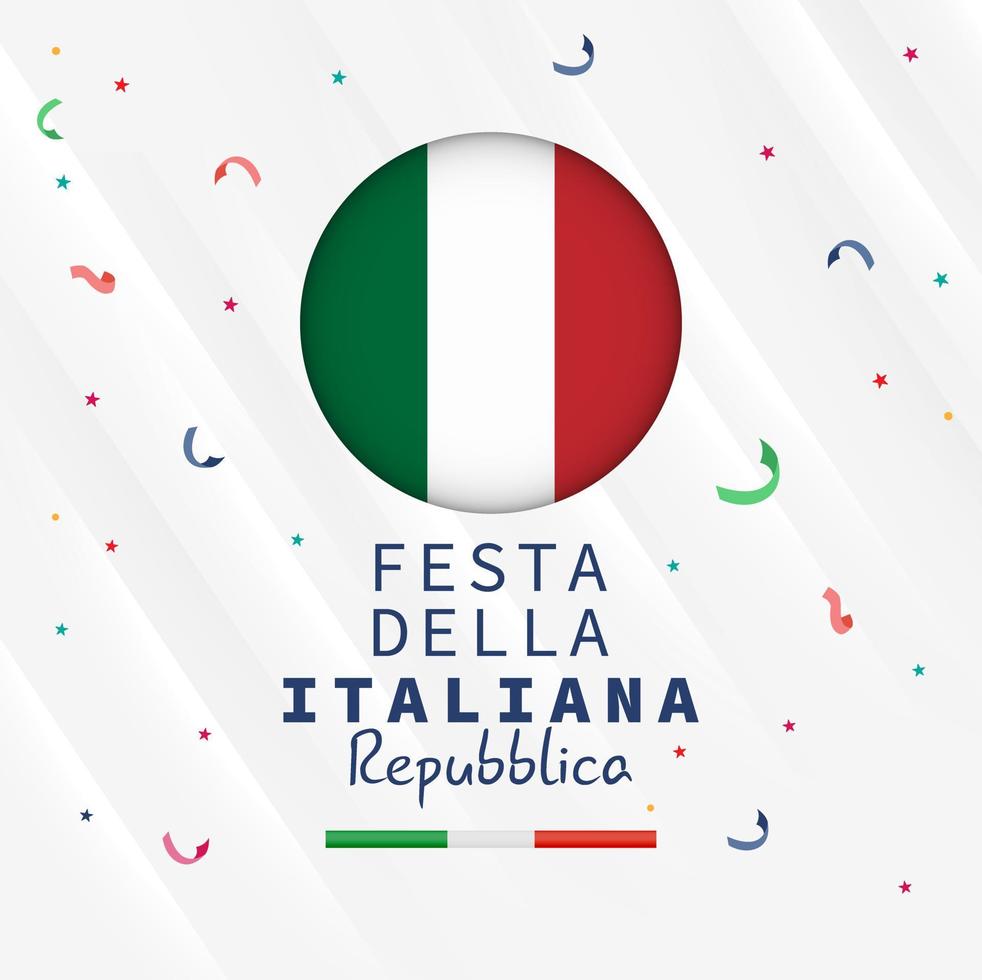 festa della repubblica italiana tradução 2 de junho. dia da república italiana. design de cartão com bandeira italiana e cores. vetor