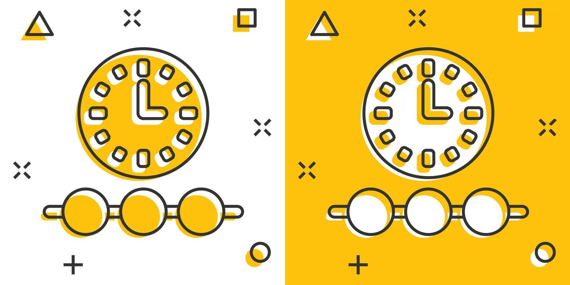 ícone da linha do tempo em estilo cômico. ilustração em vetor progresso dos desenhos animados no fundo branco isolado. conceito de negócio de efeito de respingo de diagrama.