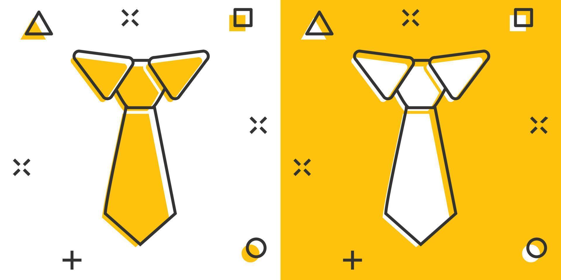 ícone de gravata de desenho vetorial em estilo cômico. pictograma de ilustração de sinal de gravata. conceito de efeito de respingo de negócios de gravata. vetor