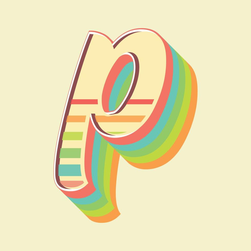 ilustração 3d de estilo vintage de letras minúsculas p vetor