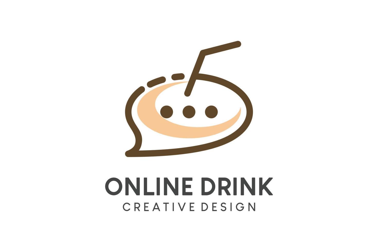 design de logotipo de bebidas online, peça bebidas no estilo de bate-papo criativo vetor