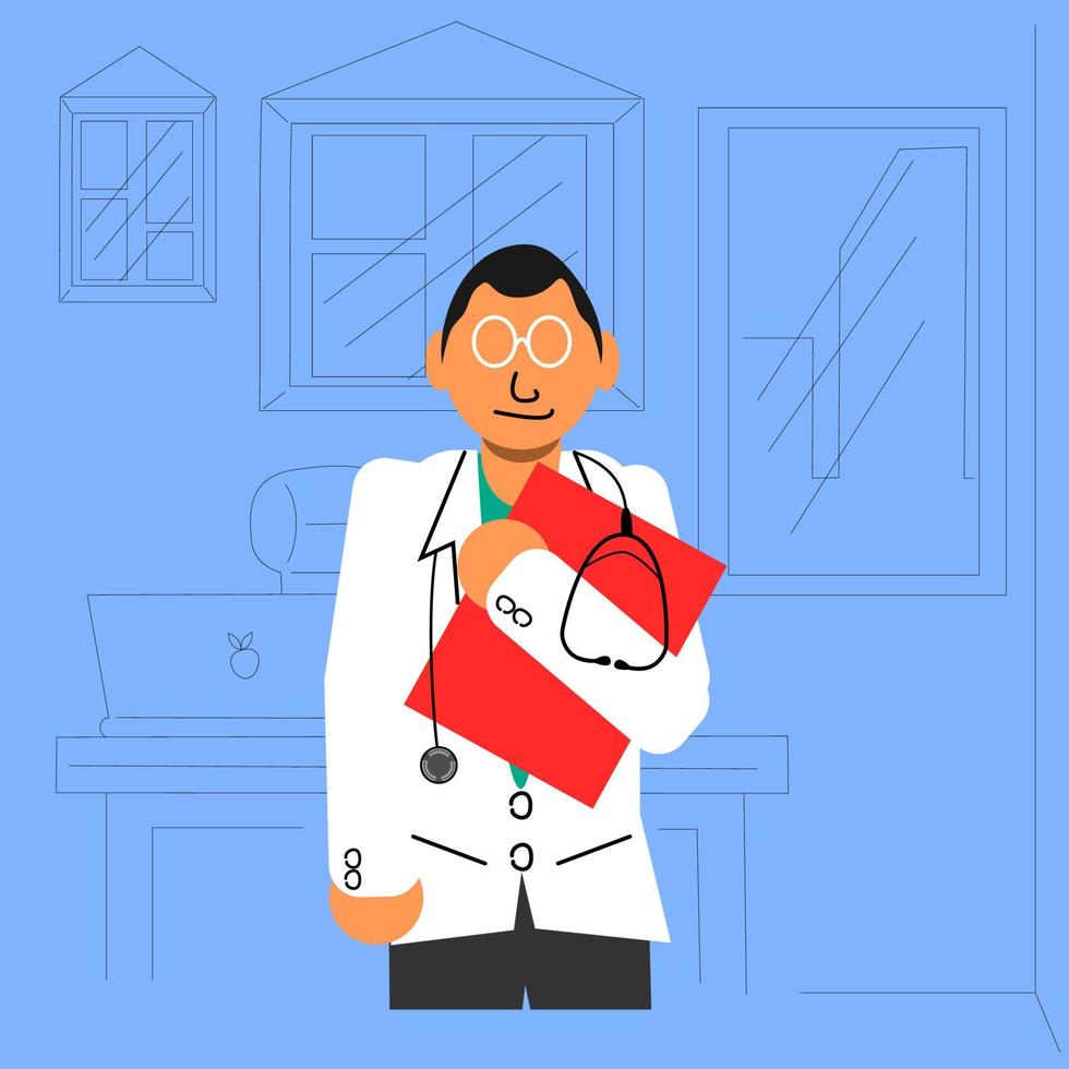 jovens médicos estão prontos para atender pacientes, ilustração vetorial. vetor