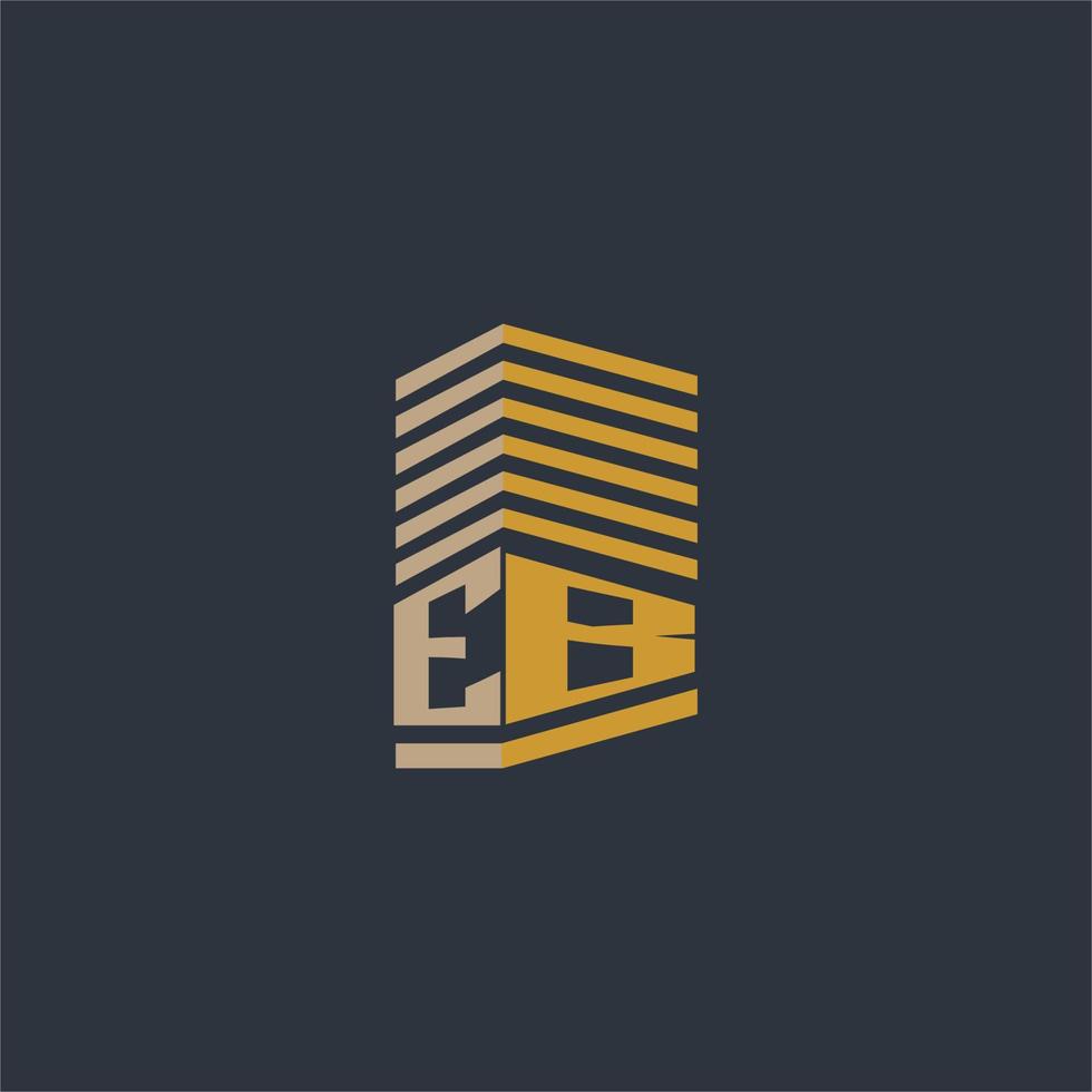 ideias de logotipo imobiliário com monograma inicial eb vetor