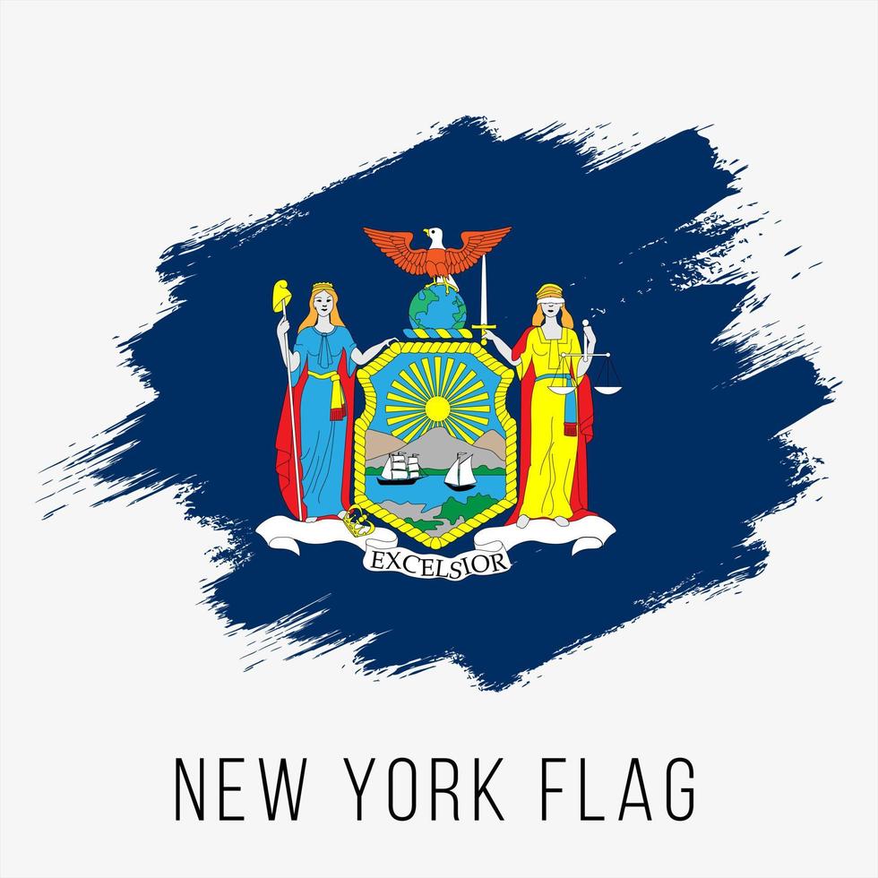 modelo de design de bandeira vetorial grunge do estado dos eua nova york vetor