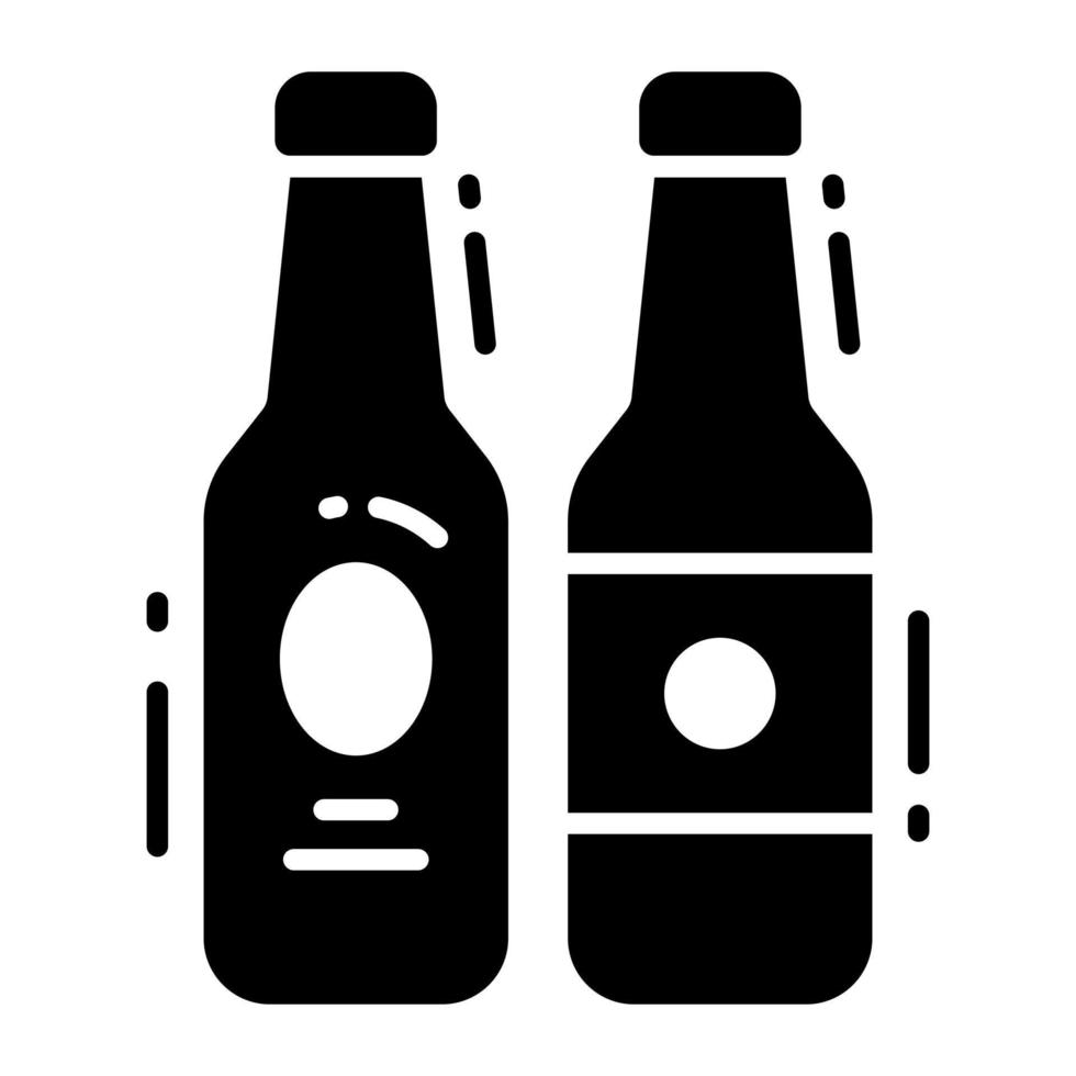 ícone de garrafas de vinho isolado no fundo branco vetor