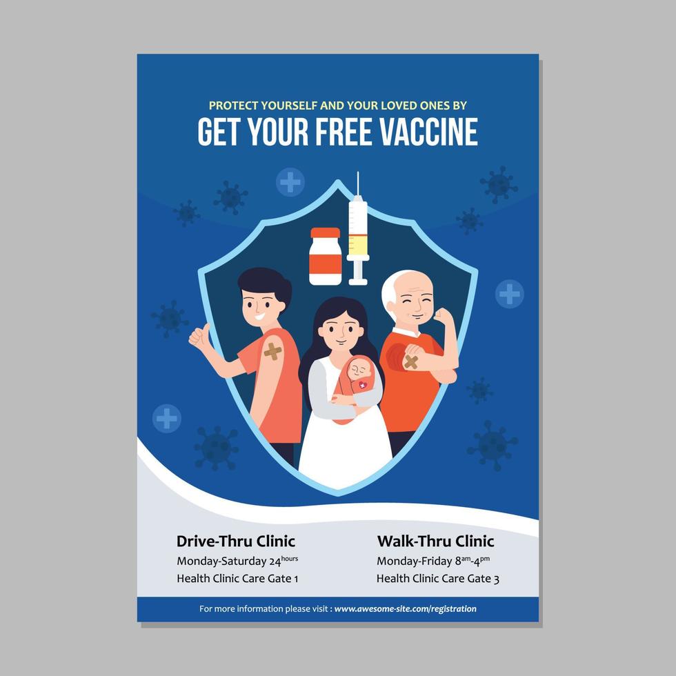cartaz de vacinação de imunização de anúncio de serviço público vetor