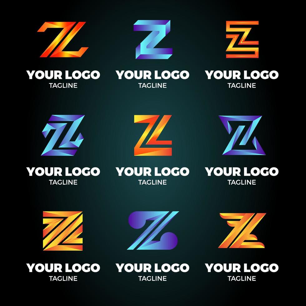 coleção de logotipos do alfabeto 3d z vetor