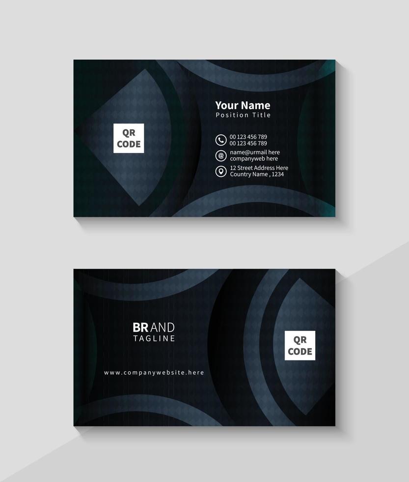 design de cartão de visita com fundo preto, cartão de nome limpo e mínimo vetor