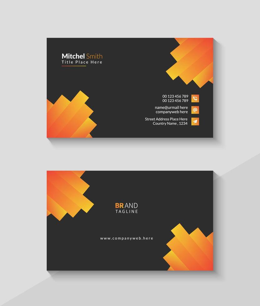 design de cartão de visita com fundo preto, cartão de nome limpo e mínimo vetor