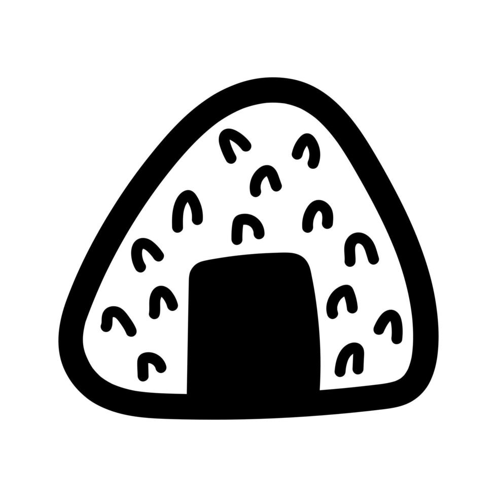 logotipo de comida asiática, ícone de onigiri simples doodle isolado no fundo branco. vetor