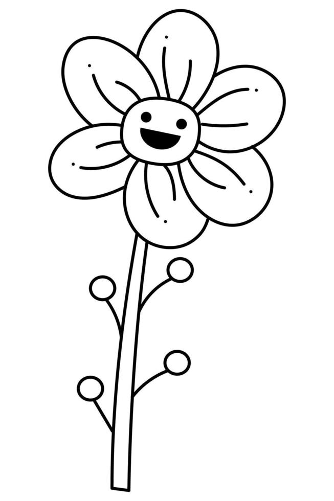 flor personagem abstrato doodle terceiro. mão desenhada contorno ilustração vetorial. vetor