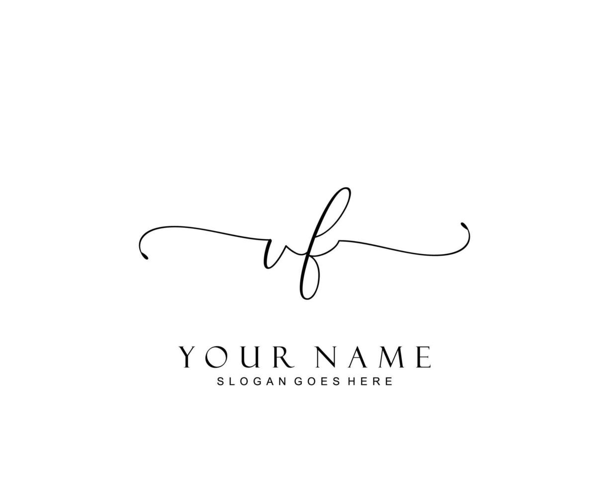 monograma de beleza inicial vf e design de logotipo elegante, logotipo de caligrafia da assinatura inicial, casamento, moda, floral e botânico com modelo criativo. vetor