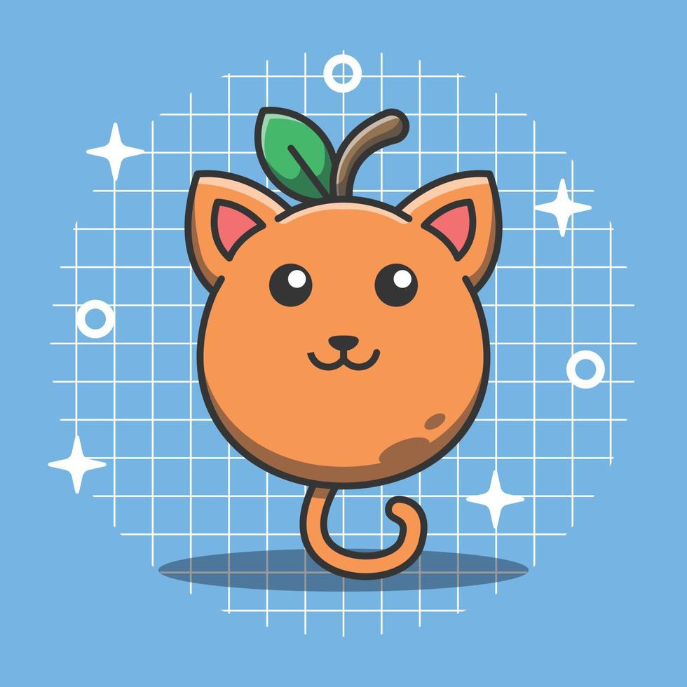 ilustração em vetor personagem laranja gato bonito. desenho de fruta animal único.