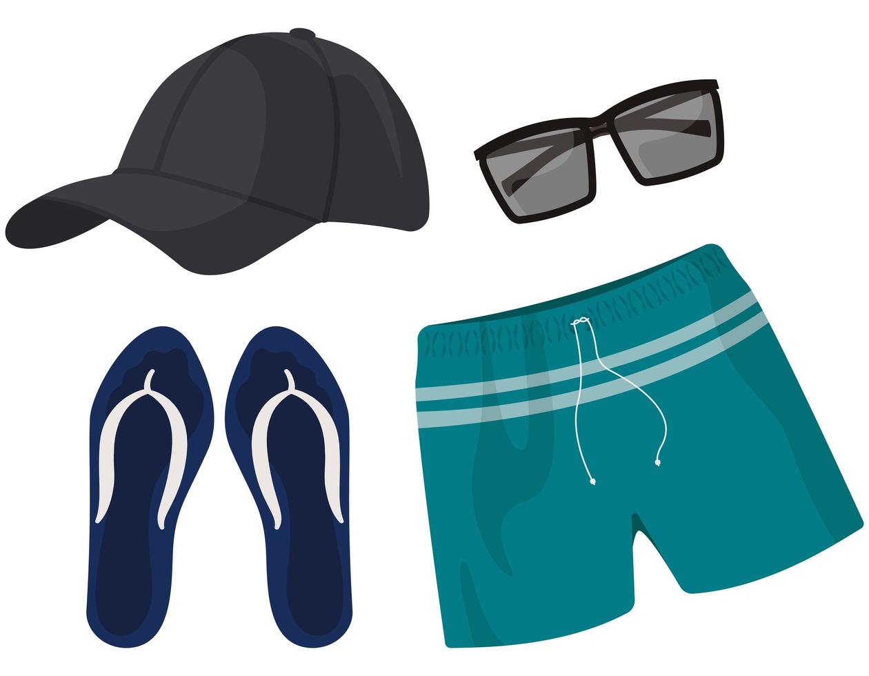 conjunto de praia masculino. vetor