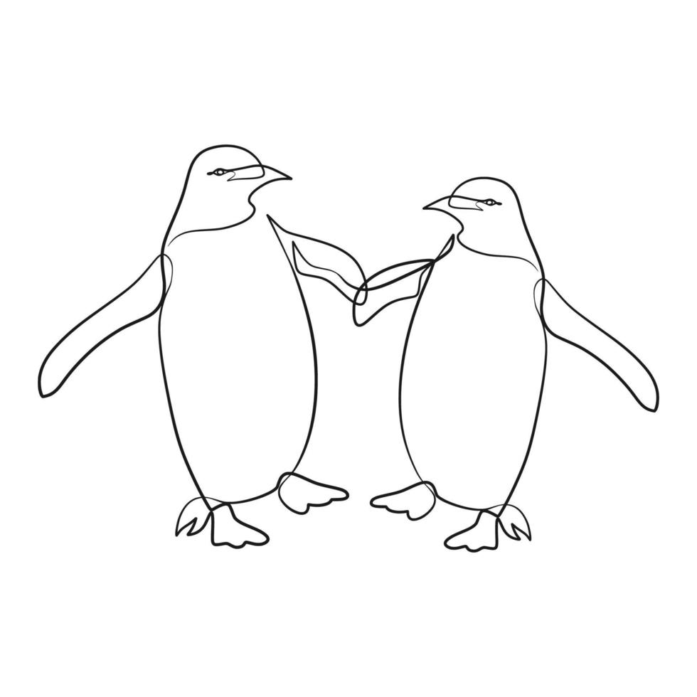 pinguim desenho de arte contínua de uma linha vetor