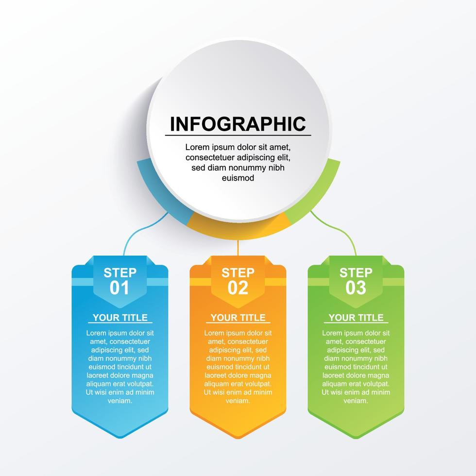 modelo de infográficos vetoriais para apresentação, educação, web design, brochuras, panfletos e negócios vetor