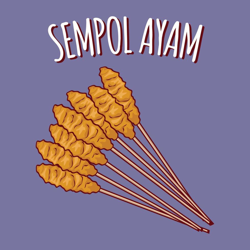 sempol ayam ilustração comida indonésia com estilo cartoon vetor