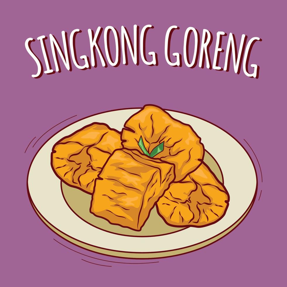 singkong goreng ilustração comida indonésia com estilo cartoon vetor