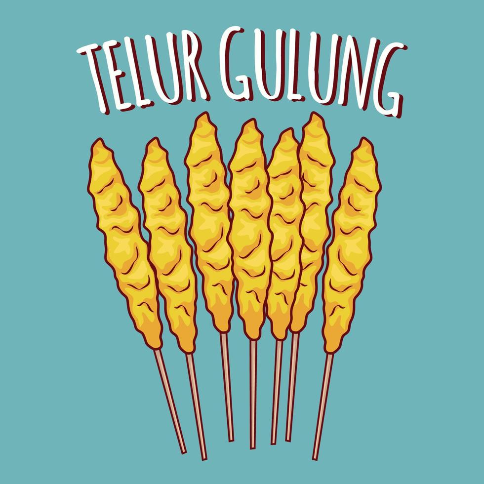 telur gulung ilustração comida indonésia com estilo cartoon vetor