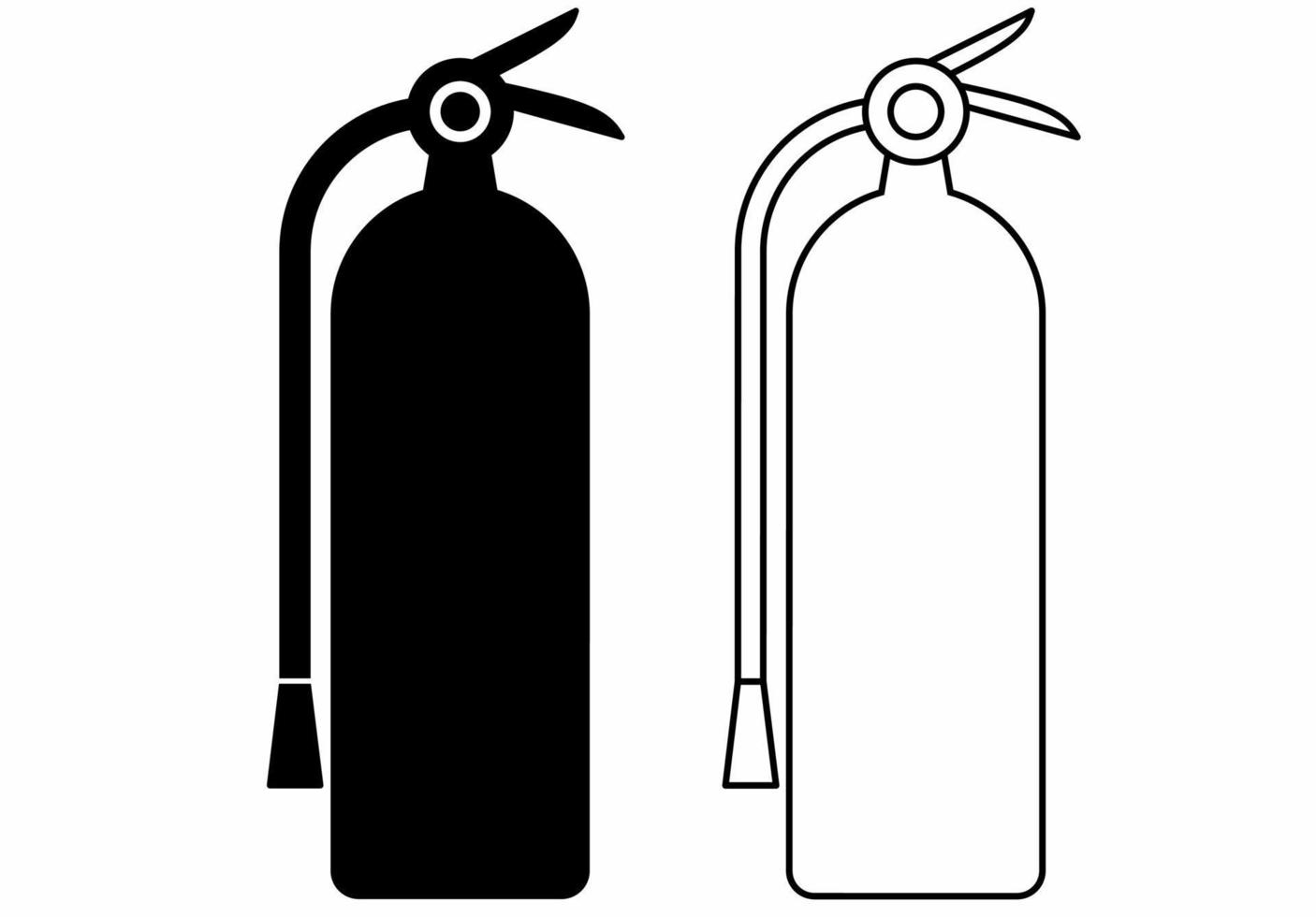 conjunto de ícones de extintor de silhueta de contorno isolado no fundo branco vetor