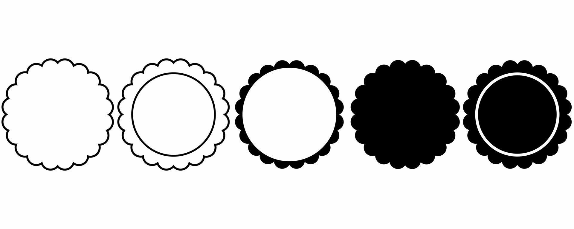 contorno silhueta círculo conjunto de molduras recortadas isolado no fundo branco vetor