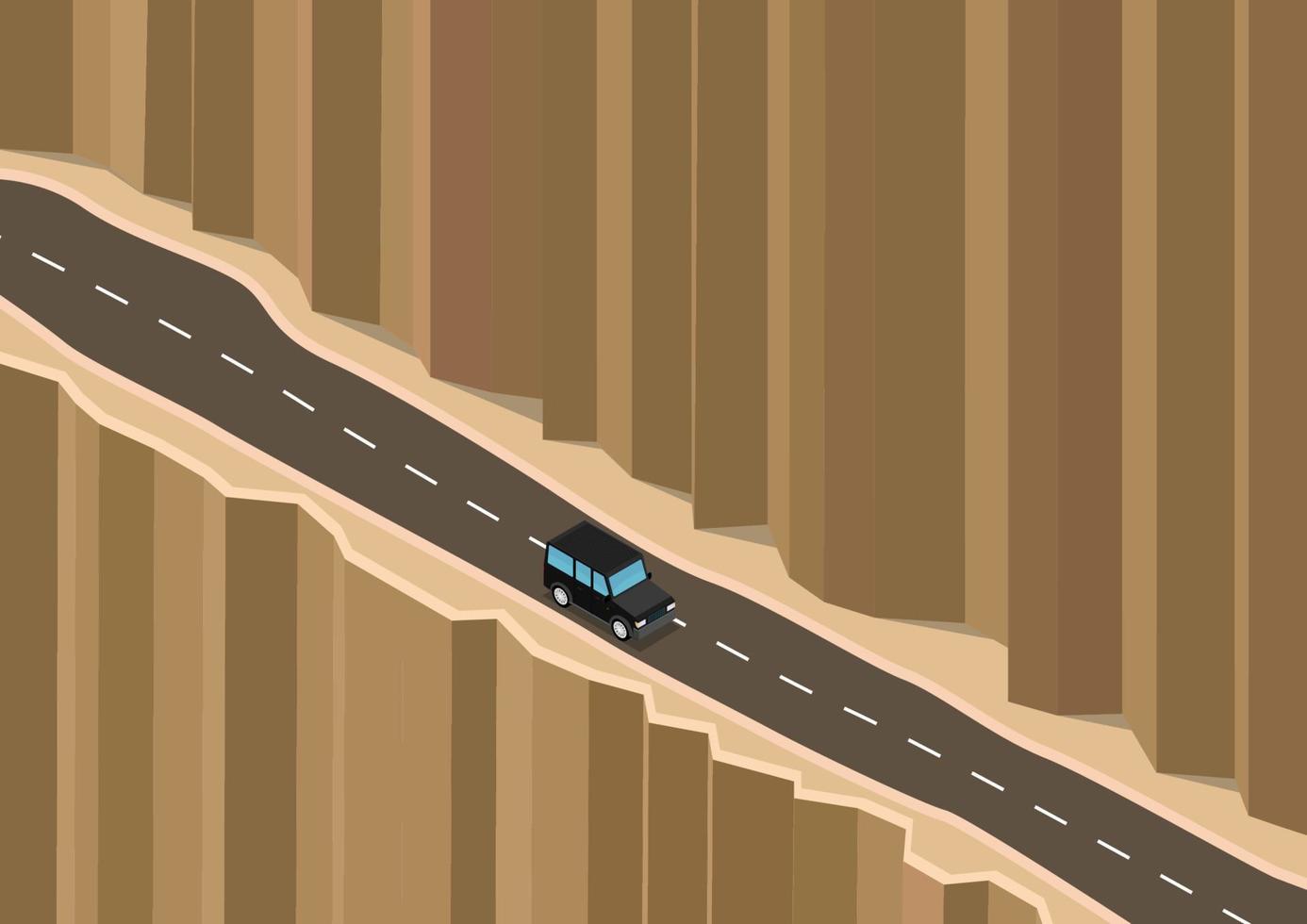 isométrico de um carro dirigindo em uma estrada vetor