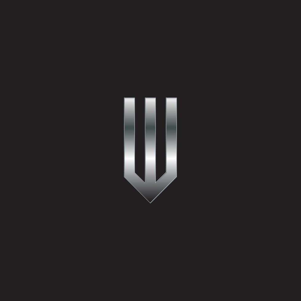logotipo w, logotipo de metal, logotipo de prata, monograma, vetor