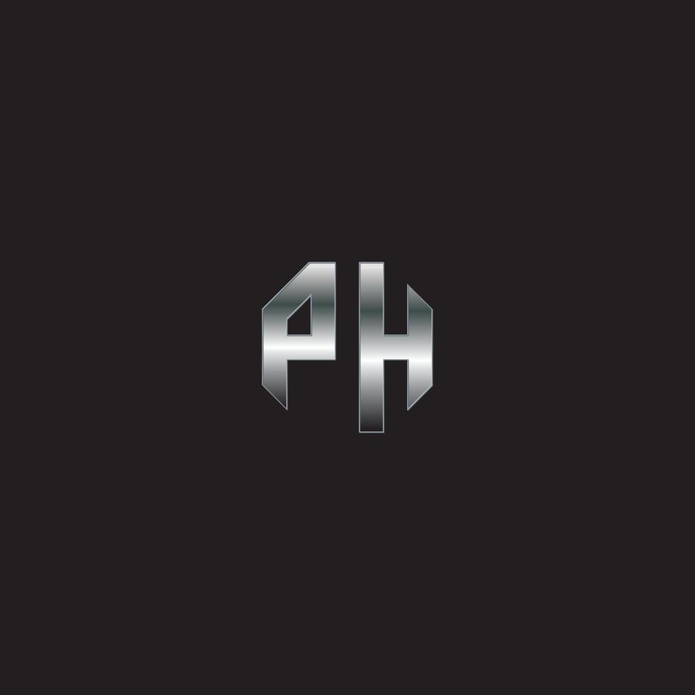 logotipo ph, logotipo de metal, logotipo de prata, monograma, fundo preto vetor