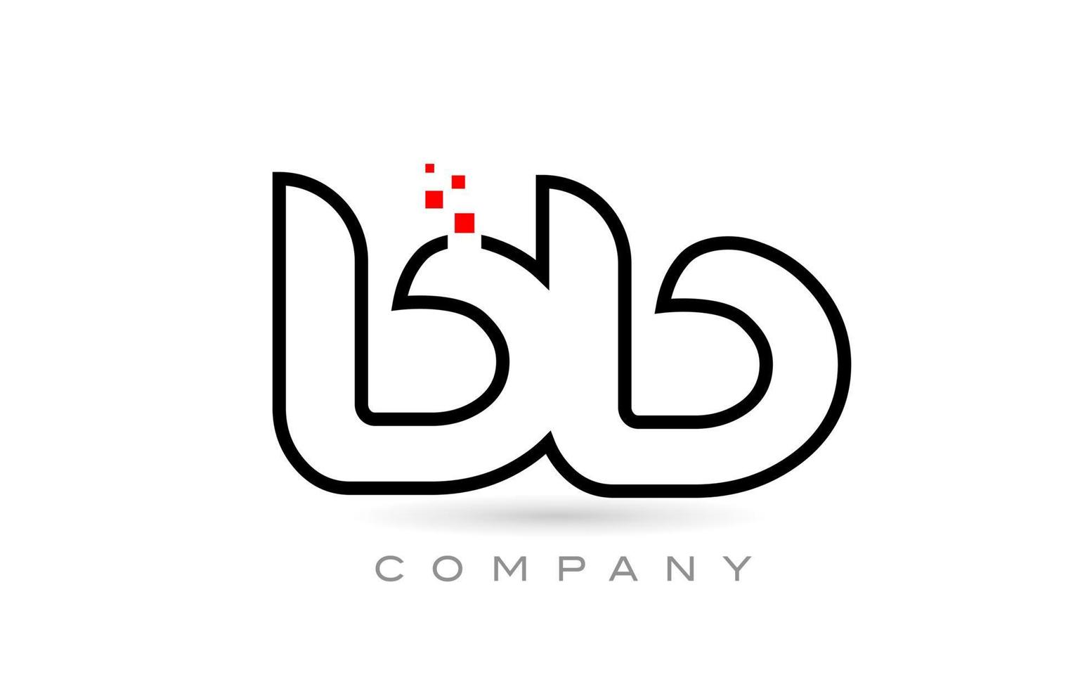 bb conectado design de combinação de ícone de logotipo de letra do alfabeto com pontos e cor vermelha. modelo criativo para empresa e negócios vetor